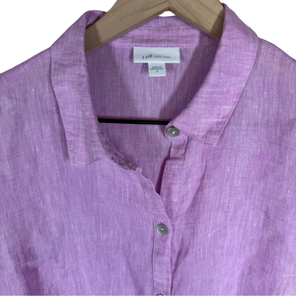 J. Jill Love Linen SMALL Tunic Roll Tab Beach Pockets Coastal Lightweight - Picture 2 of 8